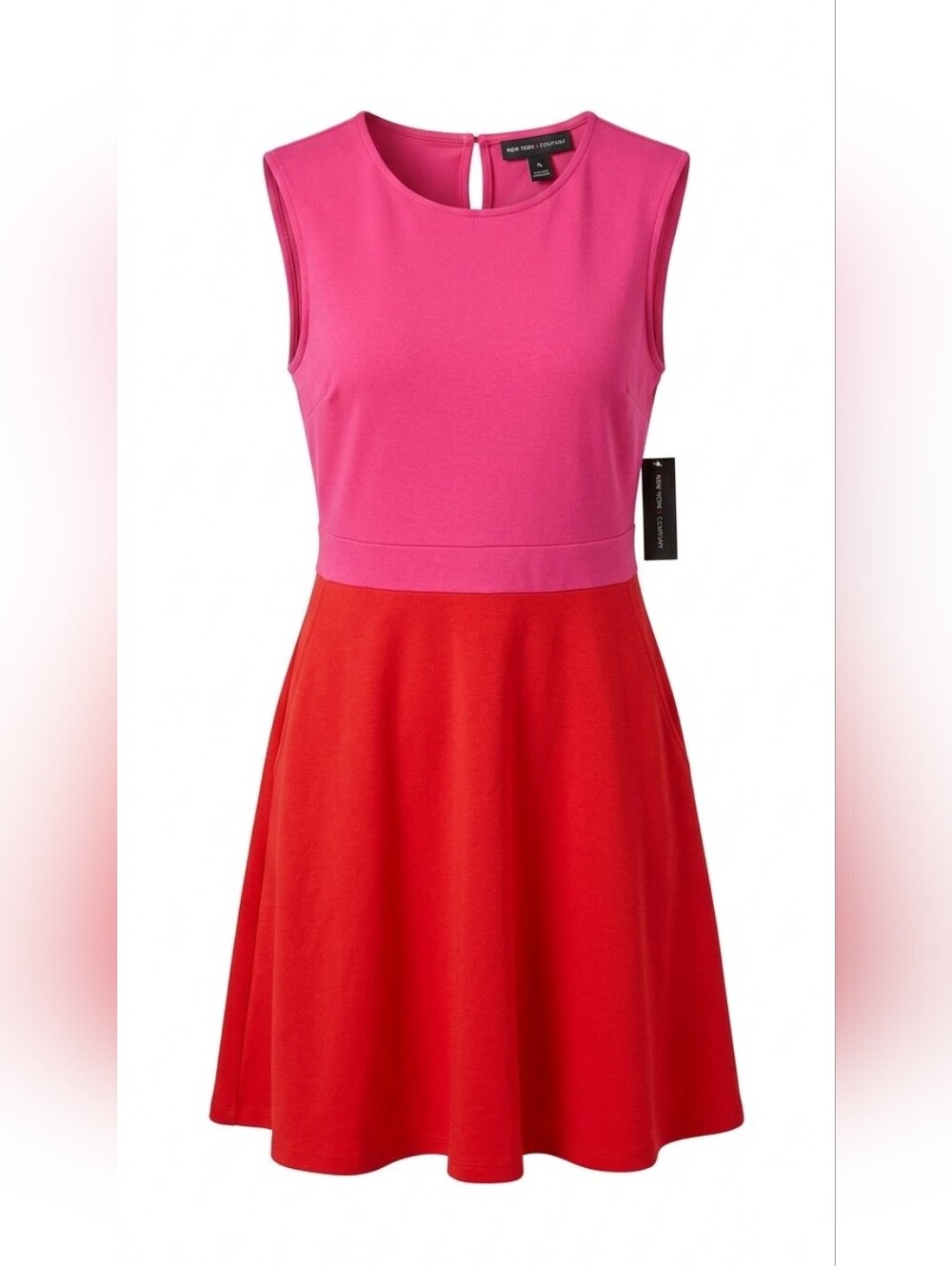 New York & Company Pink Red Cocktail Dress Medium NWT Pockets Party Dress